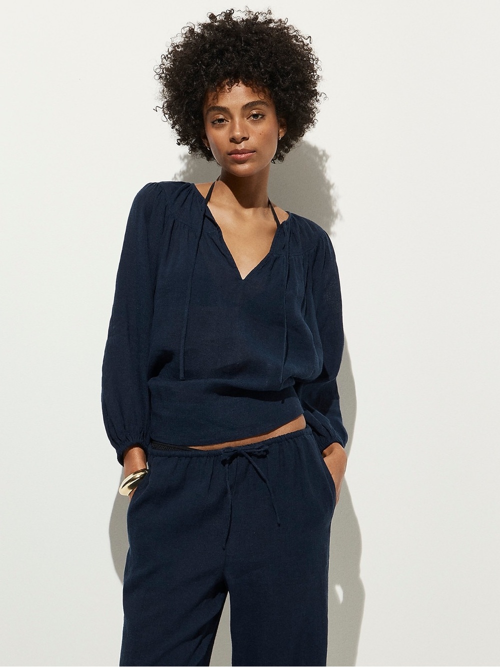 NWT J crew Long-sleeve tunic top in Hampton linen-blend